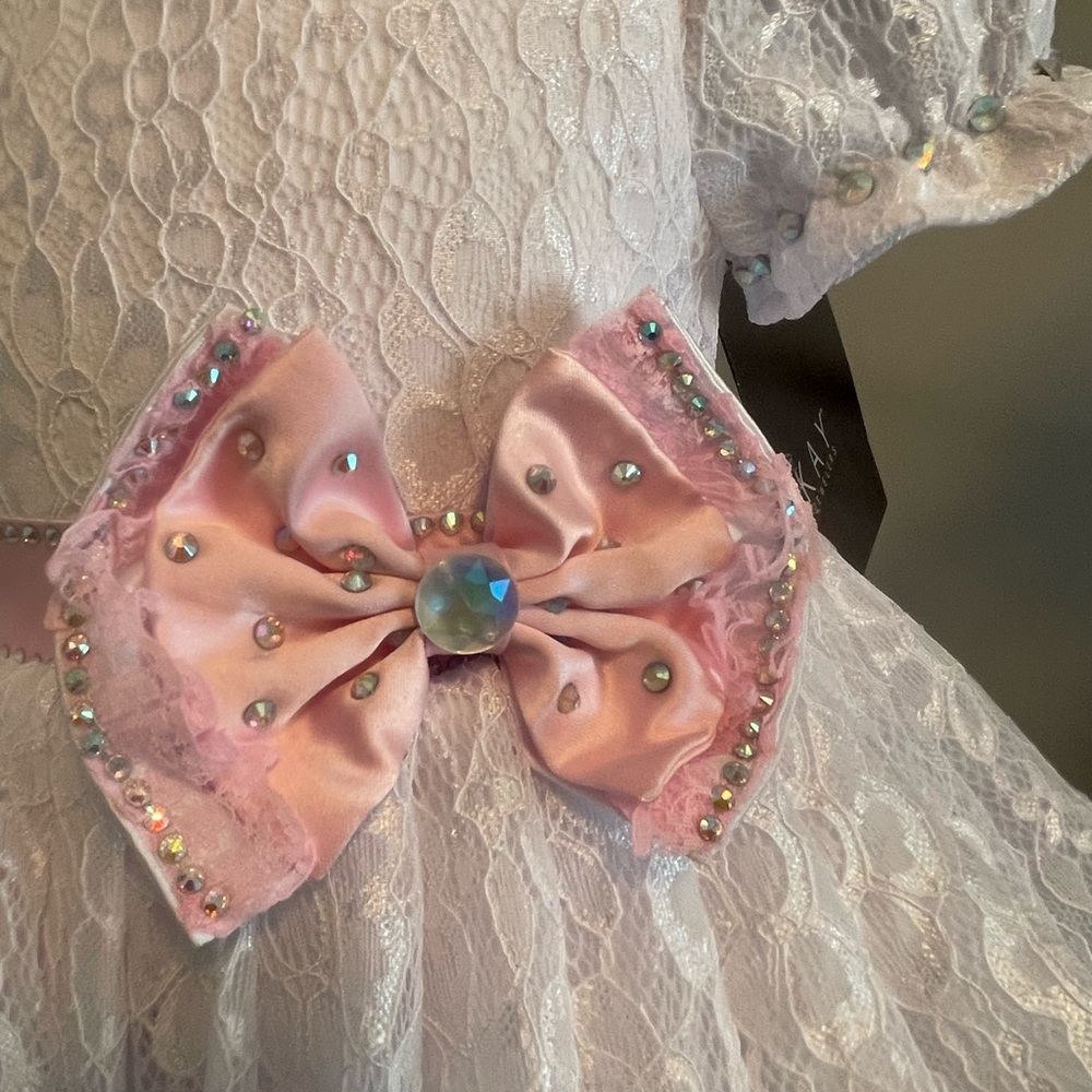 Charming Pink and White Lace Easter birthday Princess pageant girl dress - Picture 4 of 4